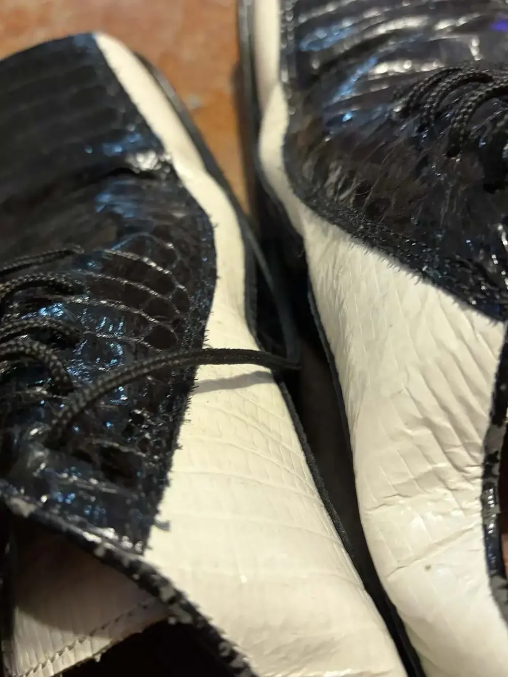 Stacy Adams Black And White Genuine Snake Leather Lace-Up Dress Shoes Men's 12
